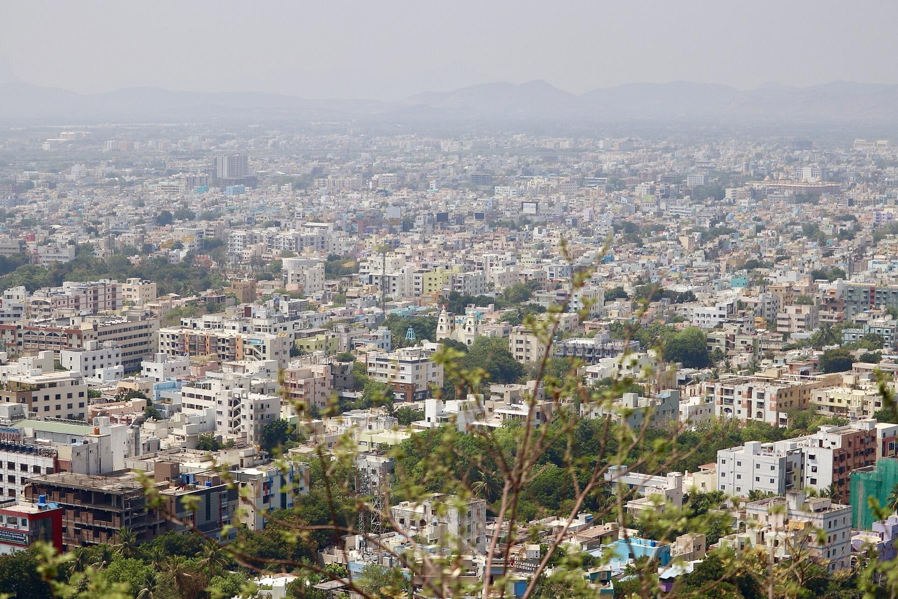Tirupati town seen from the Tirumala ghat road