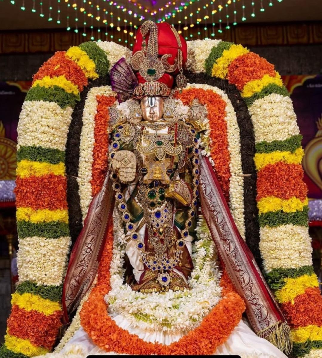 Sri Venkateswara Swamy adorned for darshan